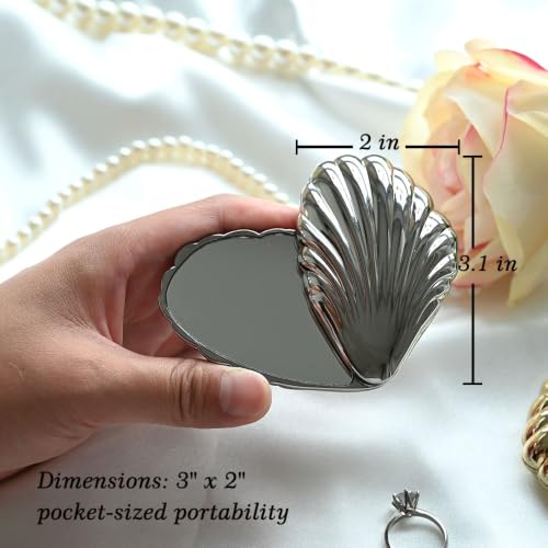 Seashell Compact Mirror for Bridesmaids - Rotating Makeup Mirror Gift