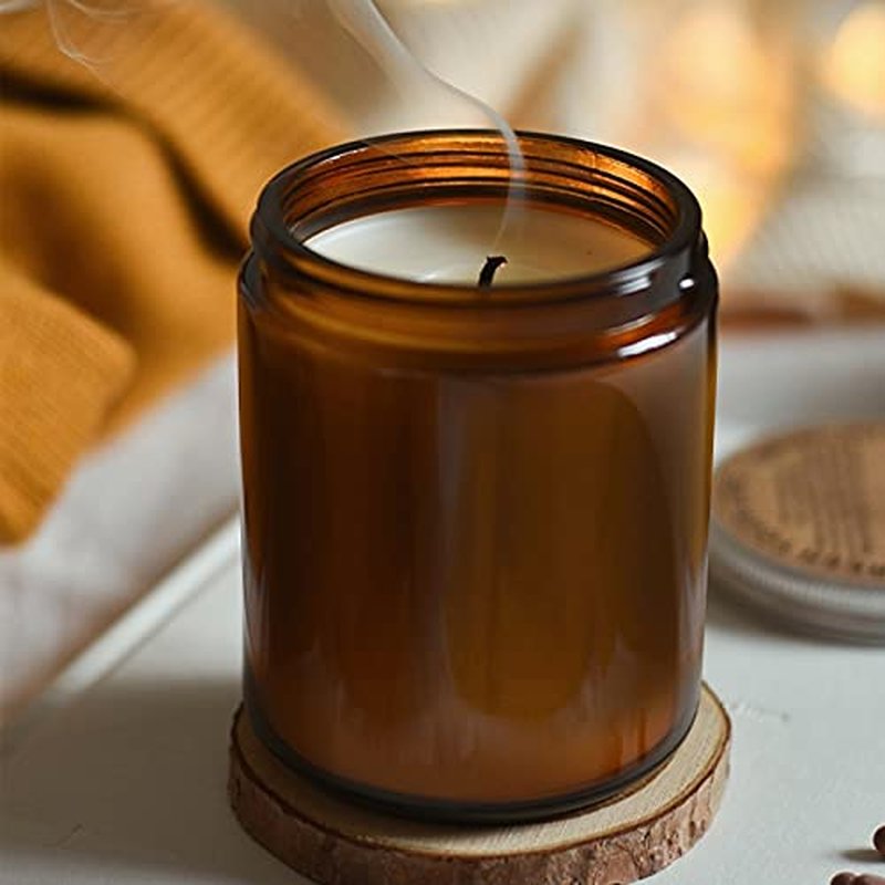 24 Pack 8 oz Amber Glass Jars with Black Airtight Lids