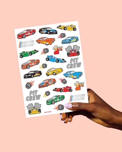 xo, Fetti Race Car Temporary Tattoos - 46 Foil Designs
