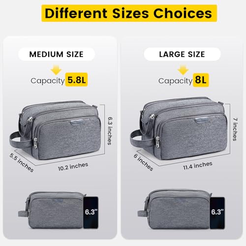 Vorspack Grey Large Travel Toiletry Bag with Organized Compartments