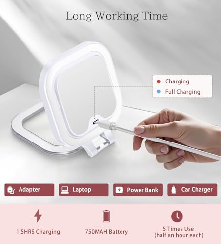 Shinowa 30X Magnifying Travel Makeup Mirror with 44 LED Lights