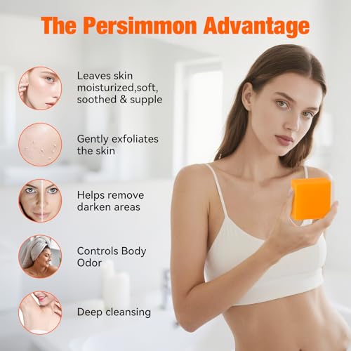 3 PCS Persimmon Soap Bar for Body Odor Control - Deodorizing & Eliminating Body Odor for Old People Smell, Natural Deodorant Persimmon Bar Soap, Organic Body Wash Soap for Women & Men