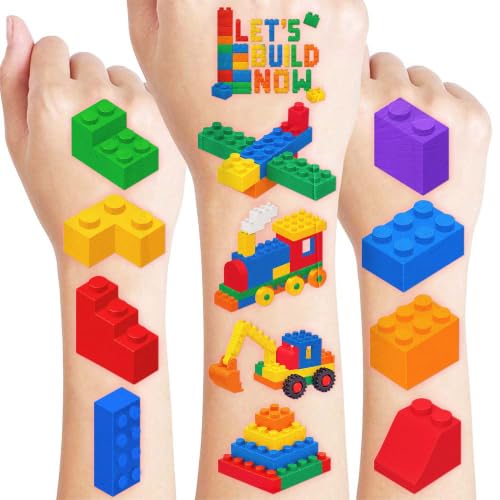 96 PCS Building Block Temporary Tattoos for Kids