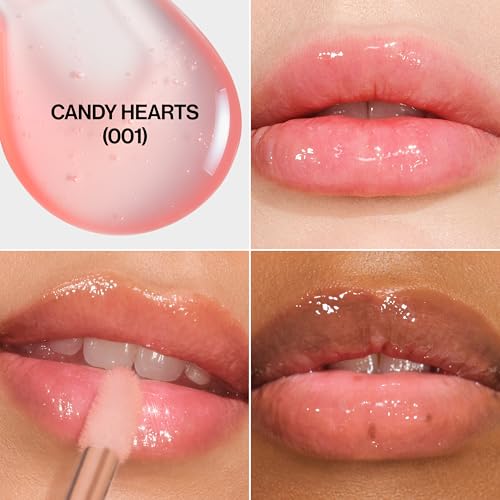 Revlon Super Lustrous Glimmer Lip Oil 001 Candy Hearts - Hydrating Shine, Plumping, Lightweight