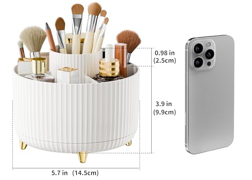 360° Rotating Makeup Brush Holder Organizer - White
