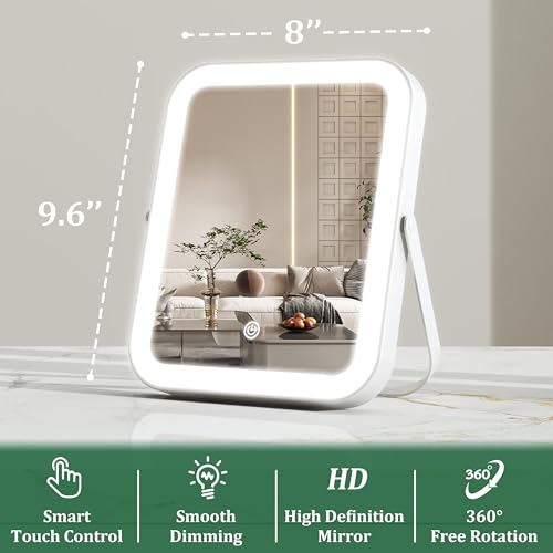 ROLOVE 8x10 Lighted Vanity Mirror with 3-Color LED & Touch Control