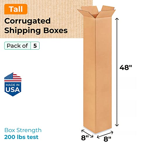 Tall Corrugated Shipping Boxes 8x8x48 (5-Pack)