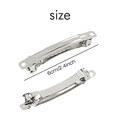 Cinaci 20 Pack 2.4 Inch / 3 Inch/ 4 Inch Blank Silver Metal DIY Craft French Barrettes Snap Hair Clips Pins for Women Girls Hair Accessories (2.4 Inch)