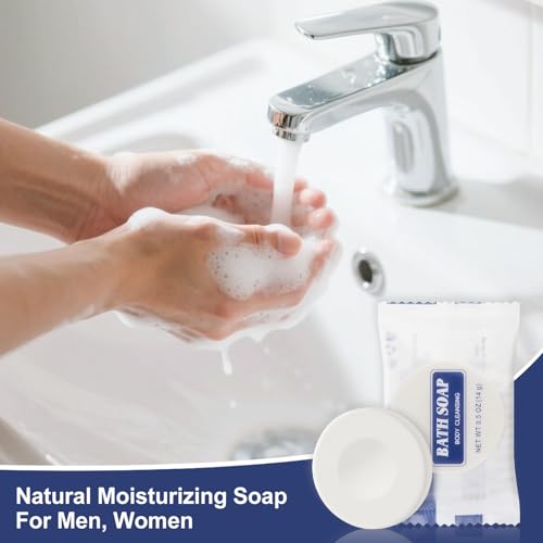 0.5 oz Bulk Travel Size Bars Soap, Individually Wrapped Small Face and Body Cleanser Round Soaps Toiletries Amenities for Hotel, Guest, Shelter, Charity, Motel, Vacation (200)