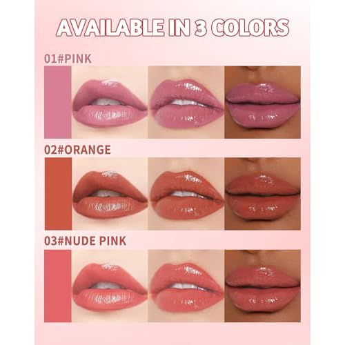 Plumping Lip Gloss for Women, Glossy Finish Lip Tint Stain, Hydrating Moisturizing Lips Care Tinted Lips Oil, Non-Sticky Long Lasting Shine Lipgloss Lipstick, Plumping LipGloss Oil Makeup-01 Pink