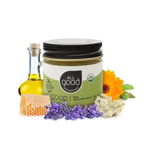 All Good Goop Organic Skin Care Recovery Balm - All Purpose Ointment w/Calendula, Lavender, Beeswax - Chafing Cream, Dry Skin Salve, Cracking Lip Moisturizer - Soothes, Hydrates & Calms - 1oz