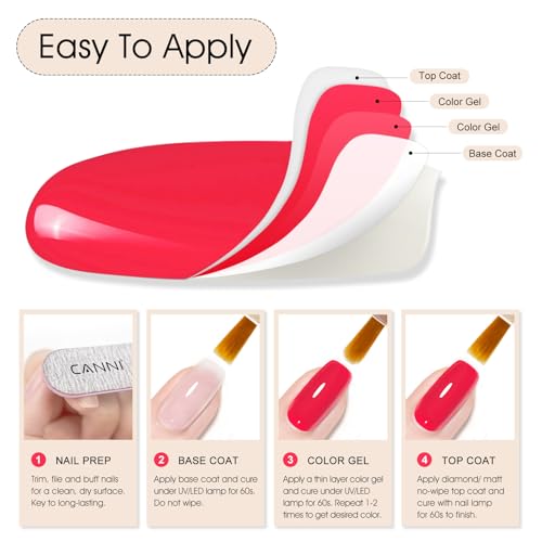 CANNI 9ml Strawberry Pink Gel Nail Polish High Gloss UV LED Soak Off
