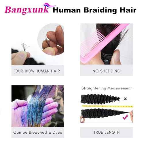 Human Braiding Hair 3 Bundles/Pack 150g Water Wave Bulk Hair No Weft 10A Brazilian Virgin Braiding for Boho Braids Wet and Wavy Braids Extensions (26 26 26 Inch)