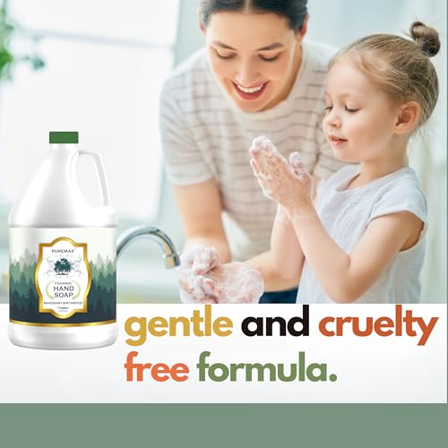 Puremax Mahogany Birchwood Foaming Hand Soap Refill 128oz with Pump - Moisturizing, All-Natural, Made in USA
