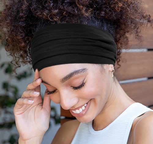 Wide Boho Headbands for Women - Non-Slip Elastic Cotton Spandex