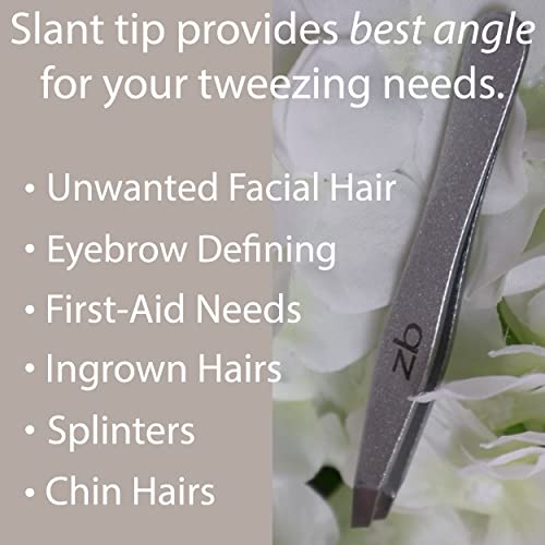 Zizzili Basics Precision Slant Tip Tweezers - Surgical Stainless Steel