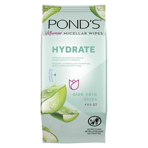 POND'S Micellar Makeup Remover Wipes - Waterproof, Aloe Vera, 25 Count