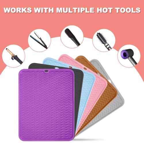 Oversize Silicone Heat Resistant Mat for Curling Irons, Hair Straighteners, Flat Irons and Hot Hair Styling Tools, Portable Wrap Pad Cover for Vanity, Travel, Salon(14.2" x 11.0")