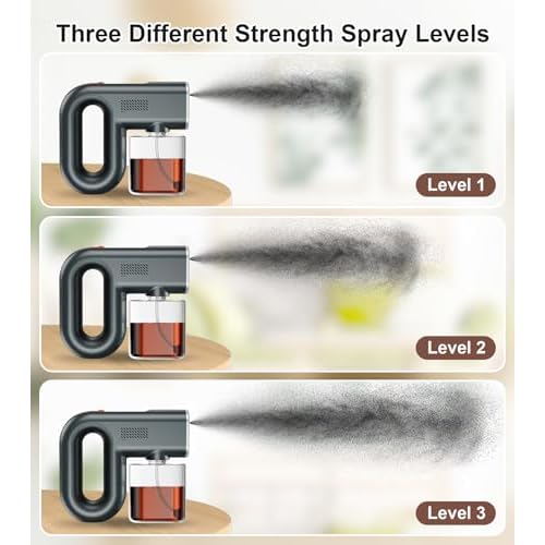 Spray Tan Machine, Strong Spray Level Even Atomization- Adjustable 3 Different Strength Spray Levels - Portable & Rechargeable Cordless Spray Tan Gun for Self Tanning Travel Beach Salon Home Use Grey