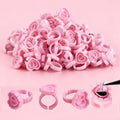 300Pcs Pink Heart Lash Glue Rings for Eyelash Extensions