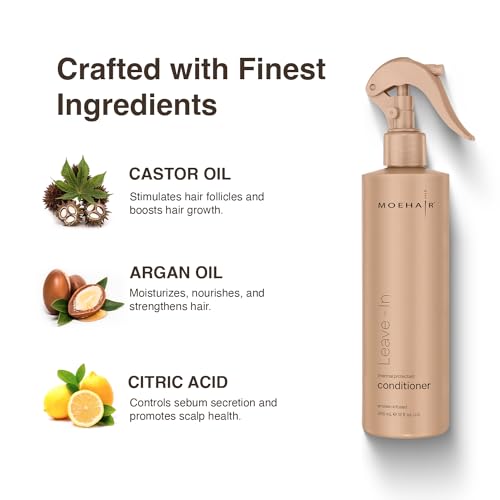 MOEHAIR Leave-In Conditioner Spray for Frizzy Hair 12 Fl Oz | Detangling & Moisturizing, Protein-Infused