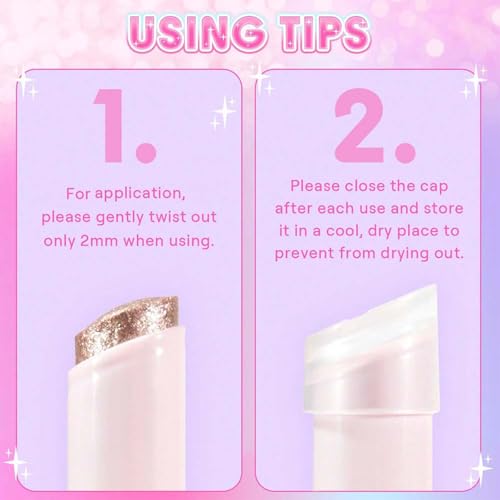 Glitter Crystal Jelly Glaze Stick - Long Lasting Shimmer Eyeshadow & Eyeliner Pencil, Waterproof & Smudge Proof, Easy to Blend for Natural or Glam Makeup Looks (01#ROSY GEM)
