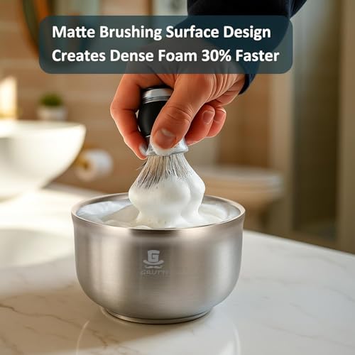 GRUTTI Stainless Steel Shaving Bowl, 4.53 Inch (11.5cm) Rust-Free Shaving Soap Dish, Easy to Clean Sustainable Shaving Bowl for Shaving Soap & Shaving Cream, Fits Shaving Brush