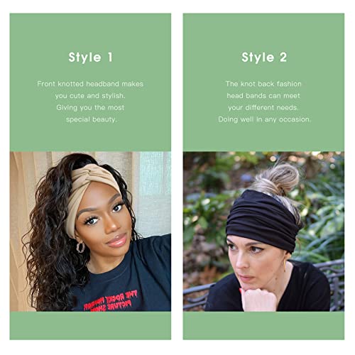 Tobeffect 7'' Extra Wide Turban Headbands for Women - 6 Pack Non-Slip Hair Wrap