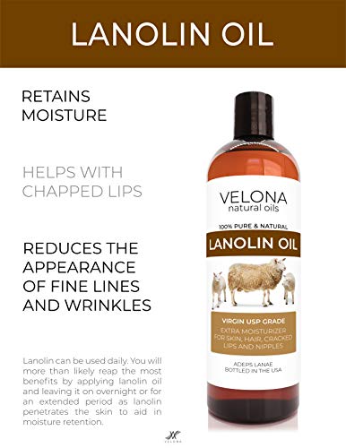 velona Lanolin Oil USP Grade 32 fl oz | 100% Pure and Natural Carrier Oil | Refined, Cold pressed | Skin, Hair, Body & Face Moisturizing | Use Today - Enjoy Results