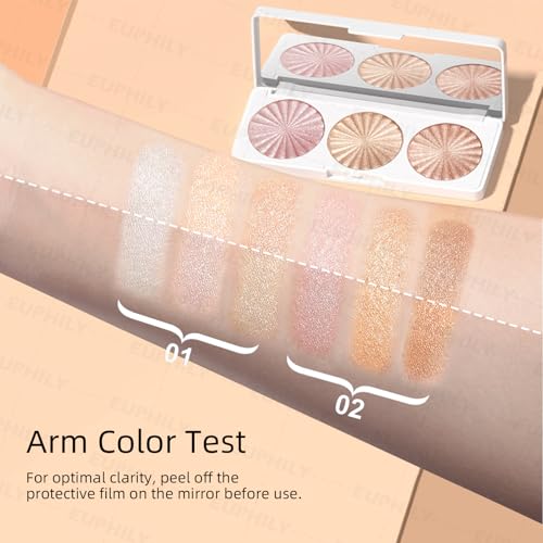 3-Color Shimmer Highlighter Palette – Long-Lasting, Waterproof