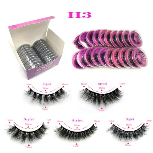 20 Pairs False Lashes 3D Volume Natural Look Wispy Fluffy