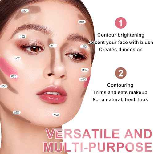 6 Colors Cream Contour Stick Makeup Kit, Shades with Highlighter, Blush and Double-End Bronzer Contour Stick for Sculpt the Cheeks, Long Lasting, Waterproof, Matte & Dewy Finish(SET A)