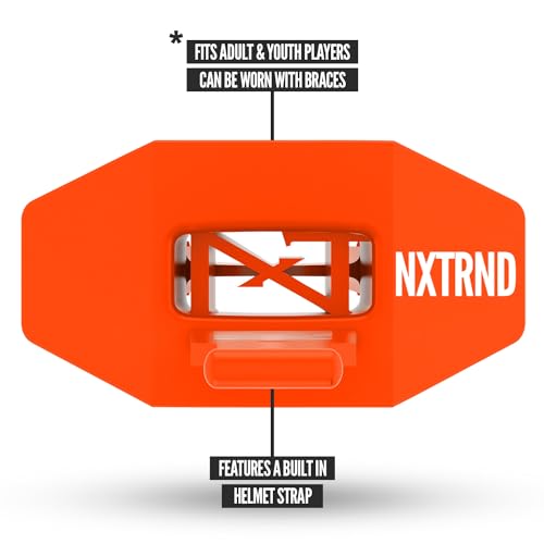 Nxtrnd Two Football Mouth Guard, Football Mouthpiece with Strap, Fits Adult & Youth (Orange)