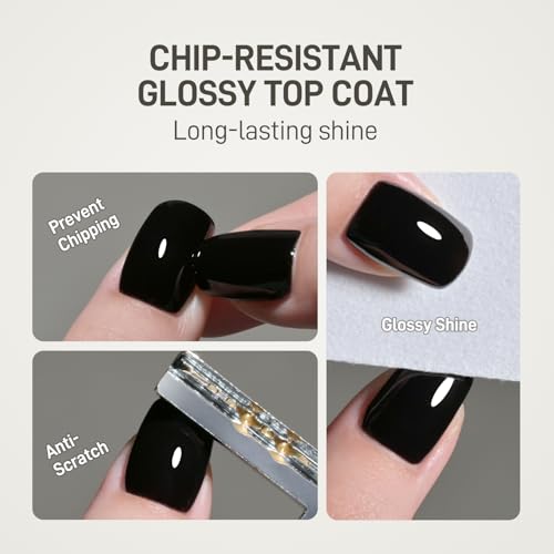 GAOY Glossy Gel Top Coat for Gel Nail Polish, 16ml Glassy No Wipe Clear Finish, High Gloss Varnish for Long Lasting UV Gel Nail Art DIY