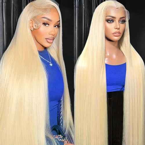 28 Inch 613 Lace Front Wig Human Hair Blonde 13X6 HD Transparent Lace Front Wigs Human Hair 220% Density Blonde Glueless Wigs 613 HD Straight Lace Frontal Wigs Pre Plucked
