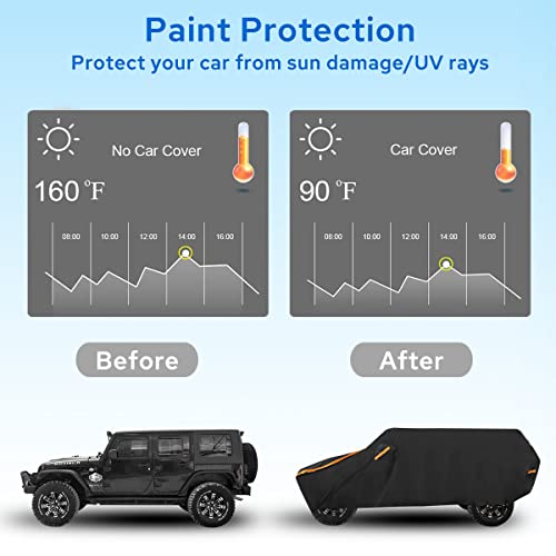 Avecrew for Jeep Wrangler Cover Waterproof 2 Door, All Weather for Jeep Rain Cover for Automobiles, Outdoor Full Exterior for Jeep Covers Fits JK JL TJ YJ CJ