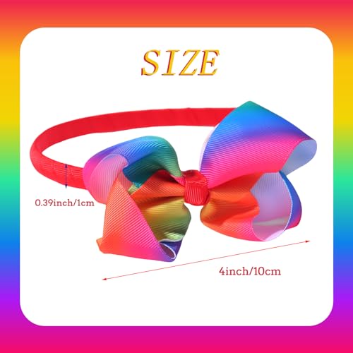 HIFANMM Rainbow Headband Pride Day Hair Accessories for Women Girls, Big Bowknot Colorful Hair Bands Pride Month Gay Headdress Pride Parade LGBTQ Party Non Slip Head Band 1 Pcs