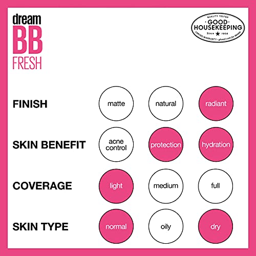 Maybelline Dream Fresh Skin Hydrating BB Cream 8-in-1 SPF 30 Sheer Light/Medium 1 Fl Oz