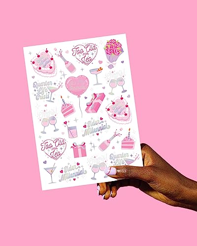 xo, Fetti Elder Millennial Temporary Tattoos - 44 Iridescent Designs