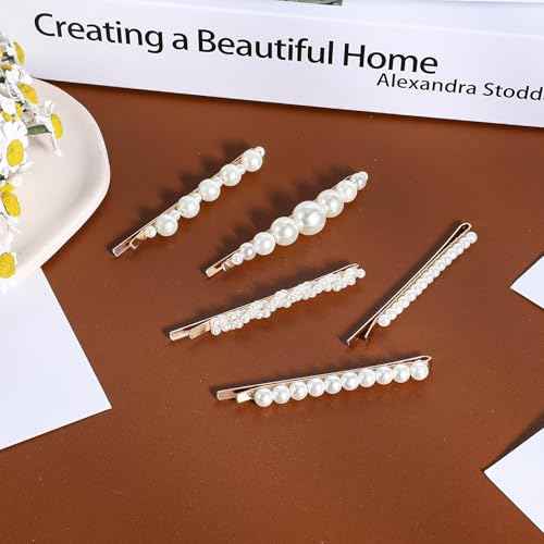 Pearl Hair Clips, 10Pcs French Pearl Hair Pins Elegant Bobby Pins Sweet Bride Headwear Decorative Hair Barrettes Hair Accessories for Wedding Birthday Prom Party Christmas Women Girls