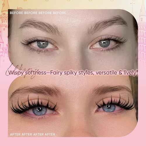 Manga Lash Clusters with Spikes Anime Lashes Cluster Natural Cluster Eyelash Extensions Wispy Spiky Fairy Individual Lashes Invisible Clear Band DIY Lash Extensions 10-16MM 120PCS by zenotti