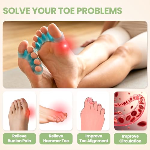 Toe Separators for Bunion Relief - 5 Loop Gel Spacers (2 Pairs)