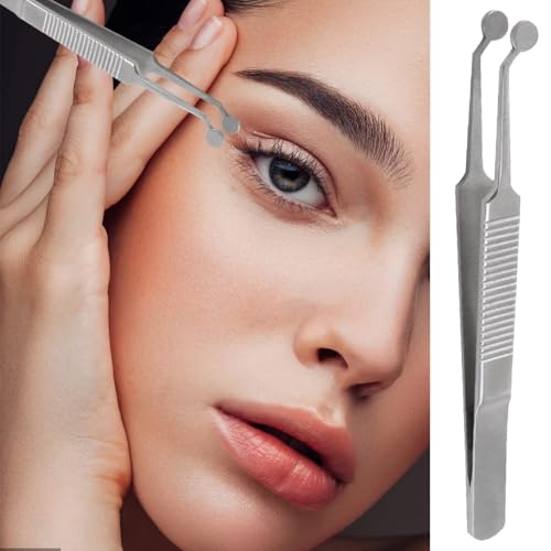 Premium Stainless Steel Arita Tauber Meibomian Gland Expressor Forceps Eyelid Massage Tweezers-Round Tip..