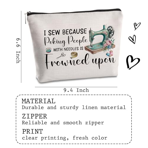 Sewing Gifts Makeup Bag for Sewing Lovers Quilting Gifts for Quilters Hostess Gift Ideas for Women Mother Grandma Christmas Birthday Travel Zipper Pouch