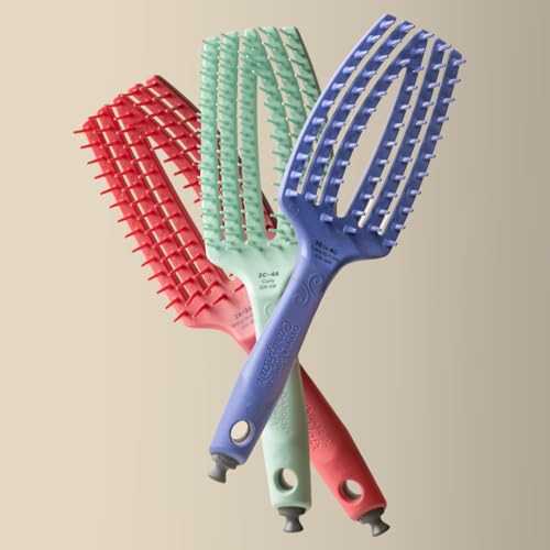 Olivia Garden CurlyHair Brush for Wet or Dry Hair - Curly Hair Brush for Detangling, Product Layering, Curl Encouragement, Scalp Care