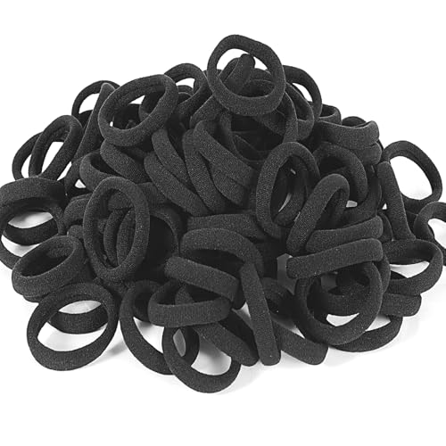 Black Hair Ties for Women & Girls - 120 Pack Elastic Ponytail Holders