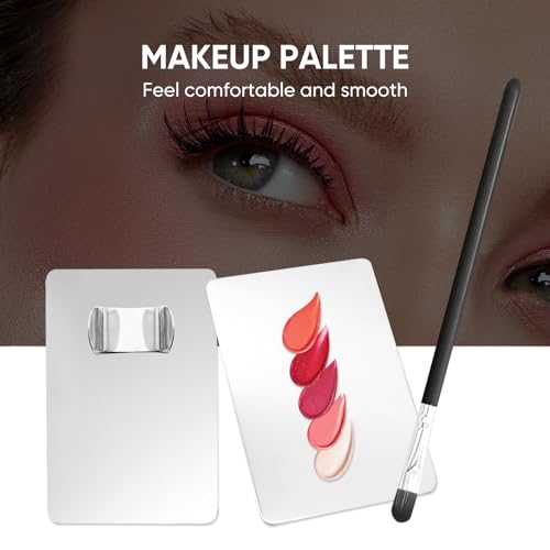 Stainless Steel Makeup Palette with Spatula & Brush Set