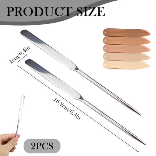 Stainless Steel Makeup Spatula, Double-Head Foundation Applicator (2-Piece)