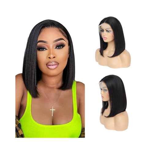 Short Bob Wig Human Hair 13x4 Frontal Bob Wigs 180% Density Glueless Wigs Pre Plucked for Black Women (12 inch)