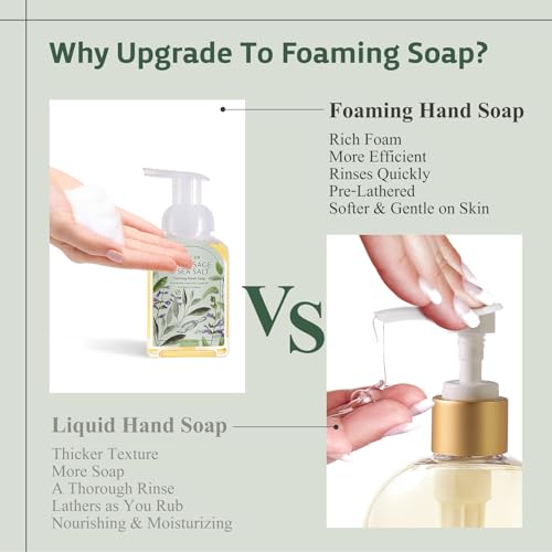 ROMIIE ZOI Foaming Hand Soap Refill Gift Set ? Wood Sage & Sea Salt Scent ? 3 Pack (1000ML Each) with Dispenser, Gentle & Moisturizing Plant-Based Formula ? Bulk Refill Bottles for Bathroom & Kitchen